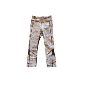 Lululemon Pace Rival Crop Power Luxtreme Spray Jacquard White Black / Black Sz 4